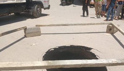 هبوط أرضي بمنطقة الشونة بحي غرب شبرا الخيمة