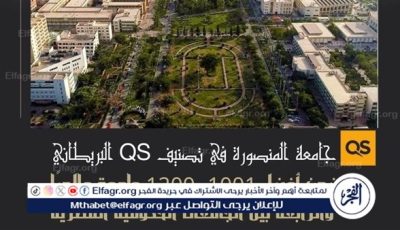 جامعة المنصورة ضمن الفئة (1001–1200) عالميًّا والمركز الرابع محليًّا في تصنيف QS العالمي لعام 2026